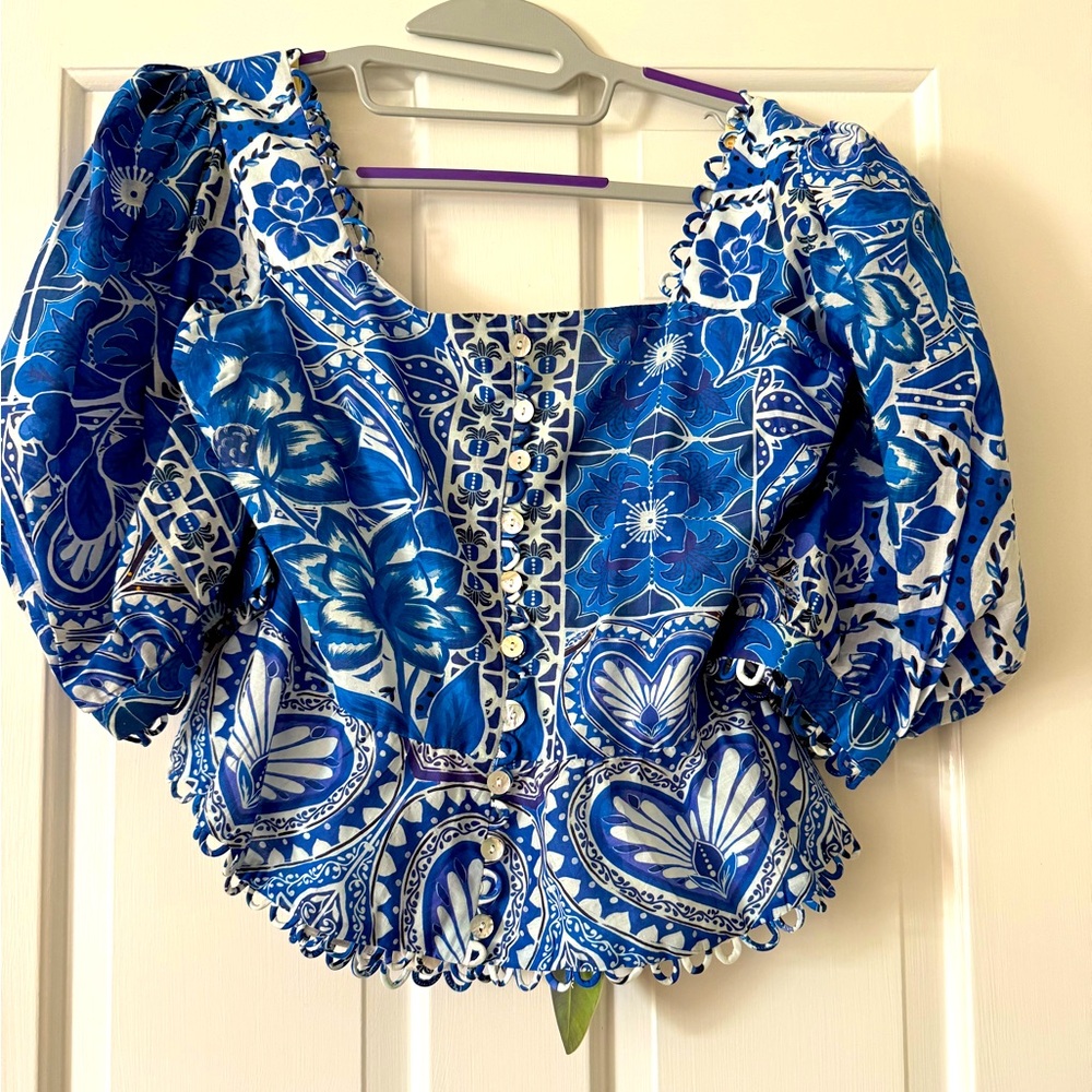 Farm Rio Tile Dream Short-Sleeve Blouse
